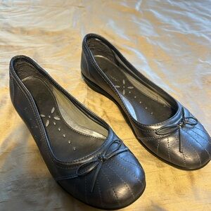 Chic Metallic Gray Women's Loafers.